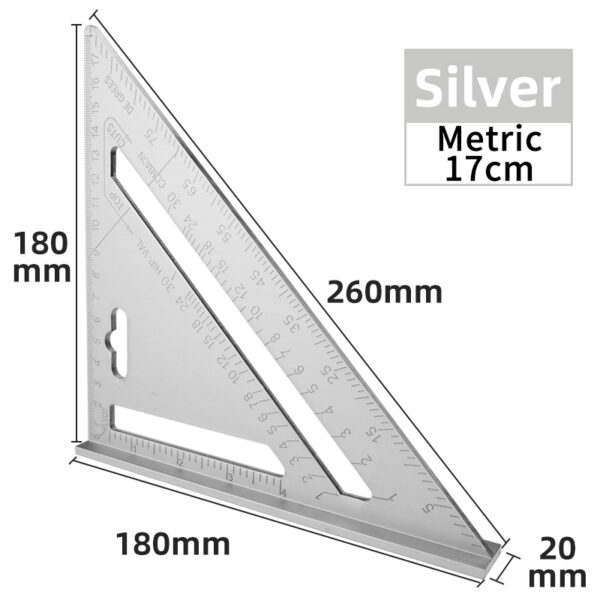 7" Triangle Ruler – Aluminum Alloy Carpenter Set Square for Woodworking - Image 2