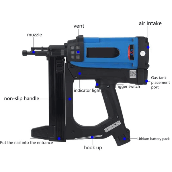 GSR40 Pneumatic Nail Gun – Lithium Battery Gas Nailer and Steel Air Stapler for Framing and Trunking - Image 5